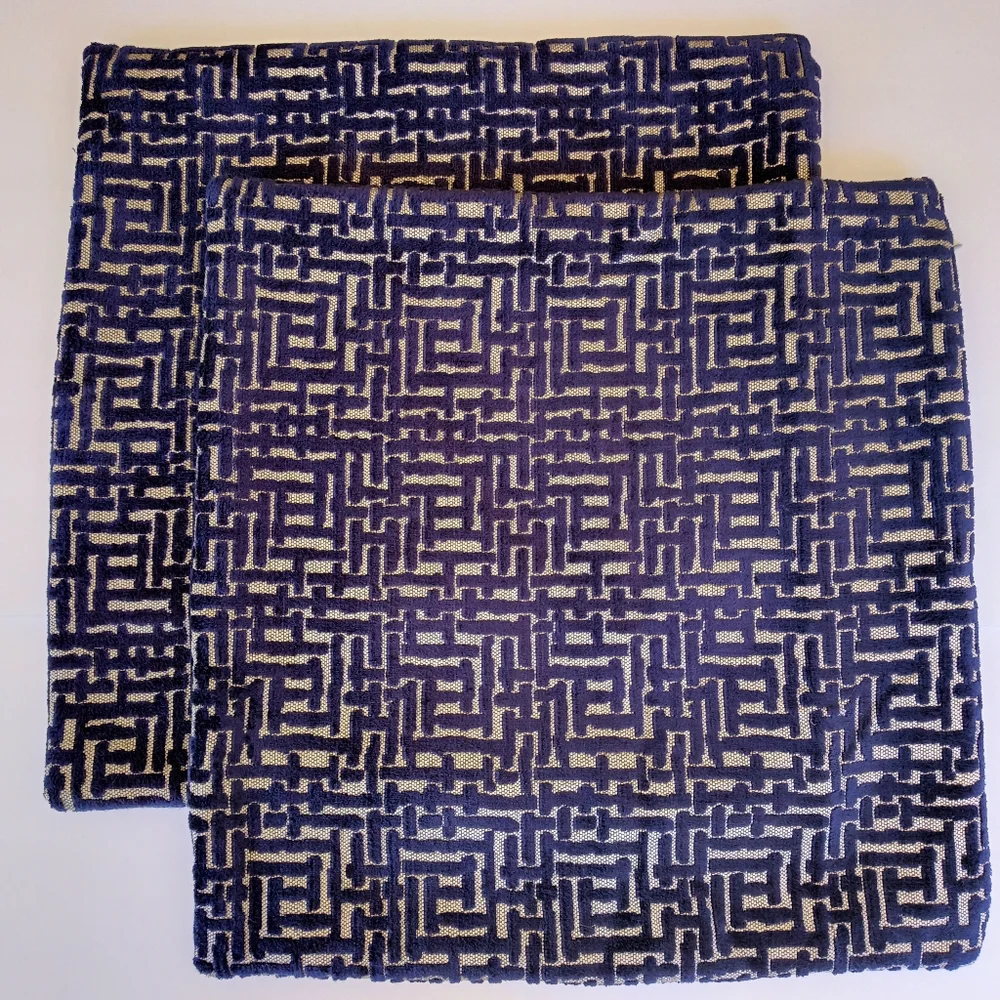 West Elm Allover Crosshatch Jacquard Velvet Throw Pillow Navy & Gray 20